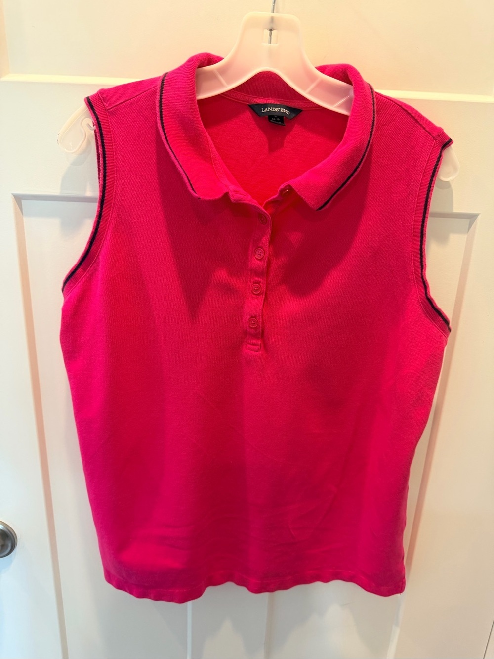 Lands’ End Pink Sleeveless Polo Golf Top Large 14-16